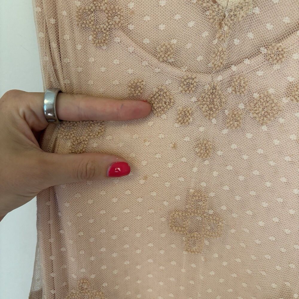 Sundance Midi Dress Pink Blush Lace Fairy Embroidered S Boho Gauzy Girly‎ - Picture 4 of 9